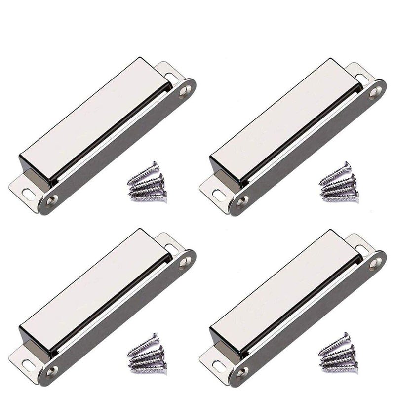 WOOCH Door Magnetic Catch - 90lb High Magnetic Stainless Steel Heavy Duty Catch for Kitchen Bathroom Cupboard Wardrobe Closet Closures Cabinet Door Drawer Latch (3.7 in Silver, 4-Pack) - Image 1
